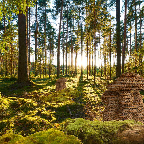 Paper Eco -Sostenibilità, deforestazione e statue in cartone riciclato